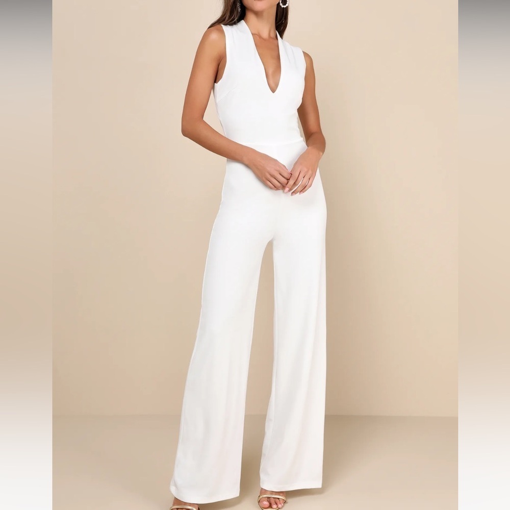 Lulu’s White Bridal Jumpsuit
